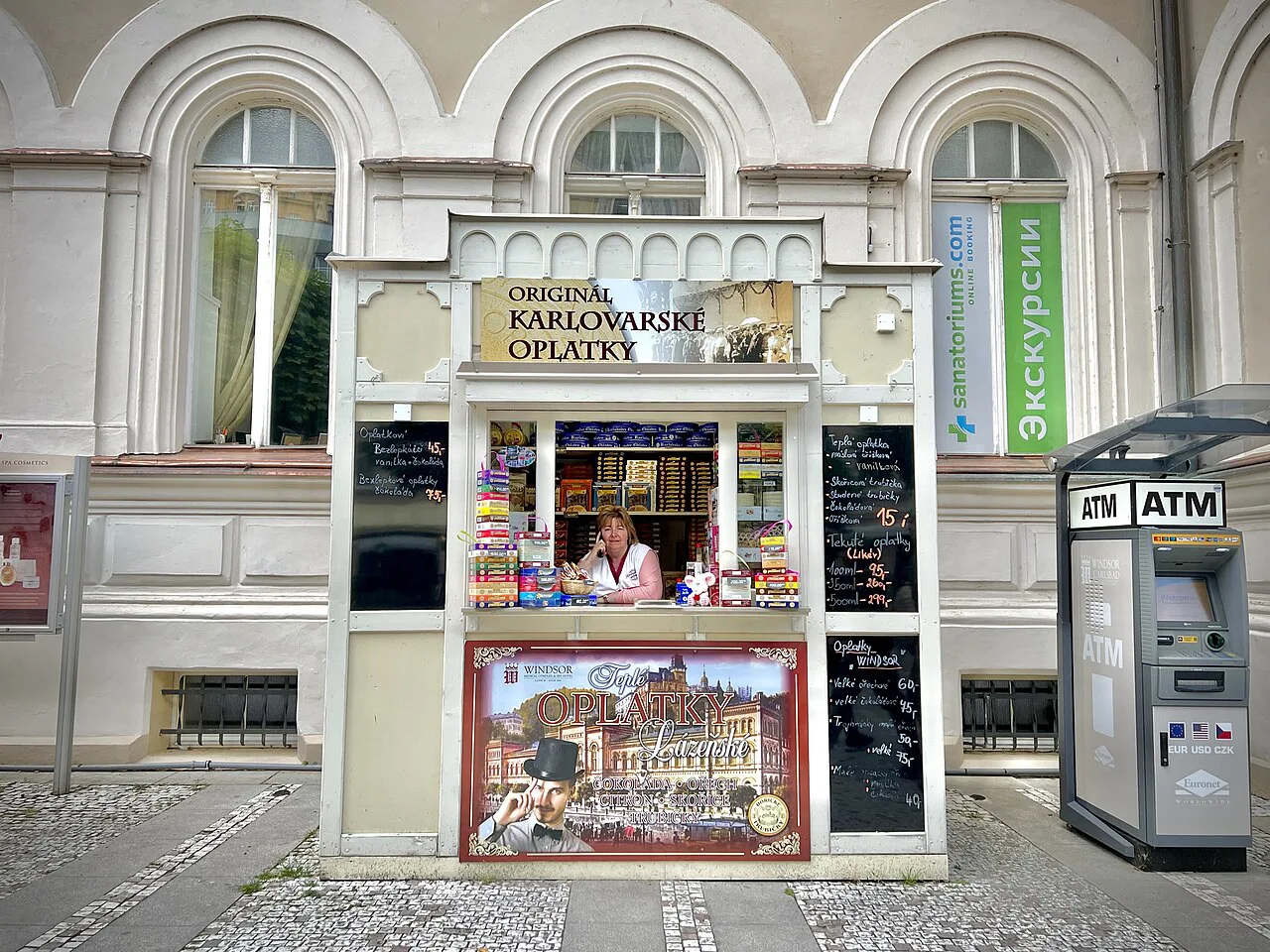 A Karlovy Vary spa wafer (oplatky) kiosk.