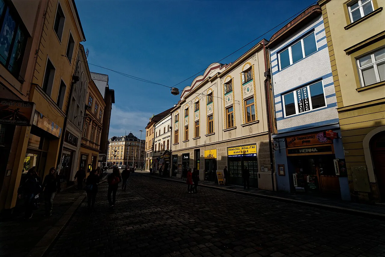 Art Nouveau buildings along Riegrova Street, Olomouc.