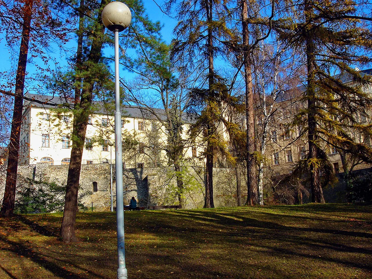 Bezručovy sady park in Olomouc in autumn.