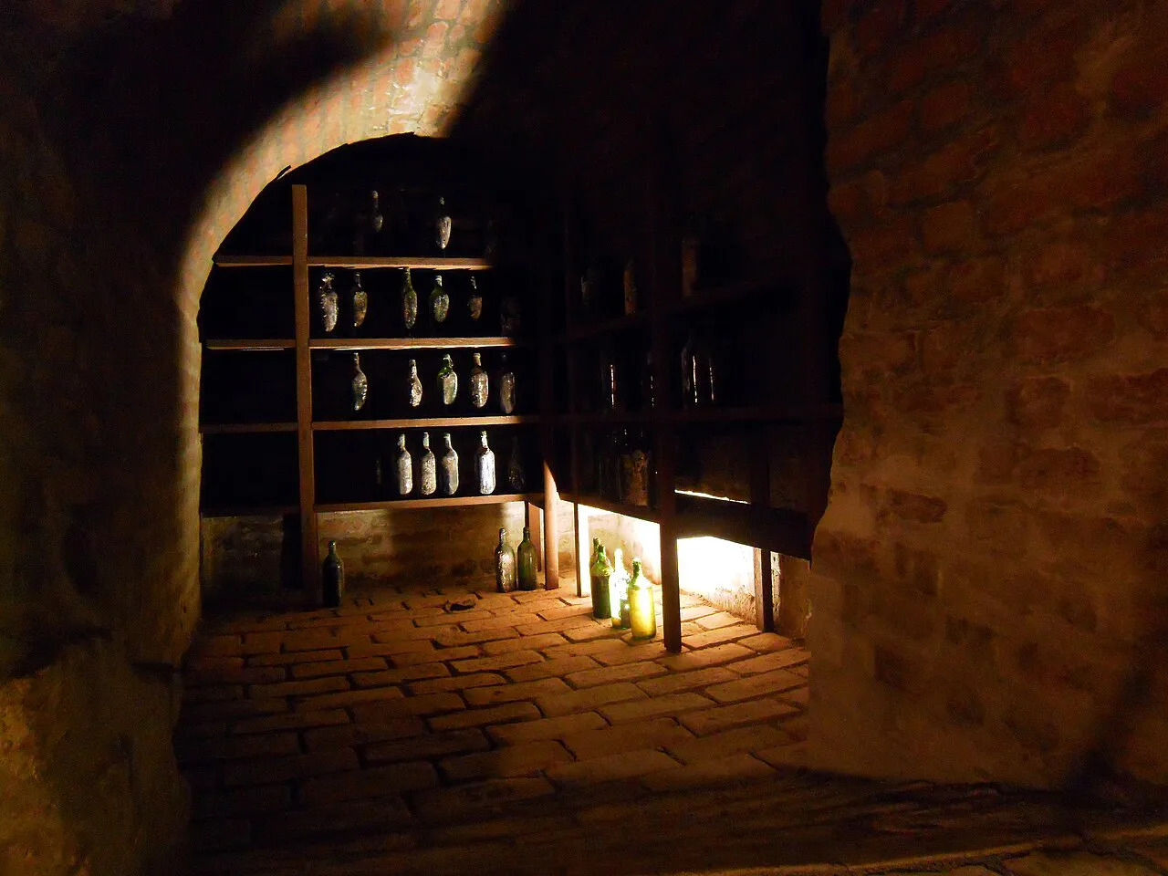 Wine storage in the cellars of the Brno Underground beneath the Cabbage Market.