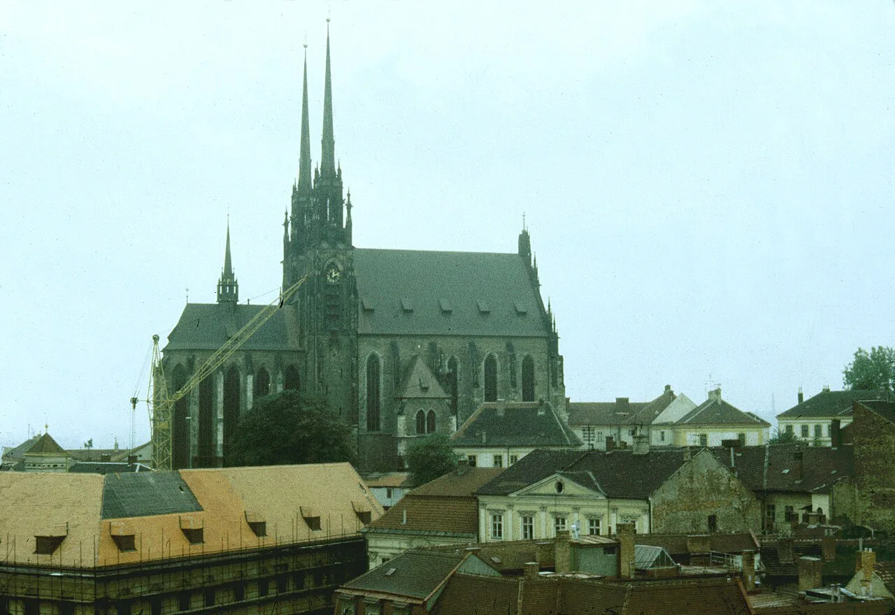 The Cathedral of St. Peter and Paul seen from the Old Town Hall tower, Brno.