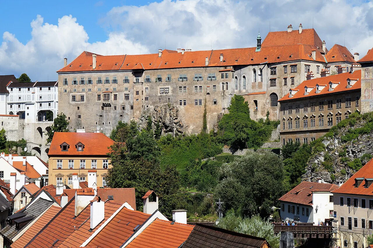 Český Krumlov Castle rising above the town's red rooftops.