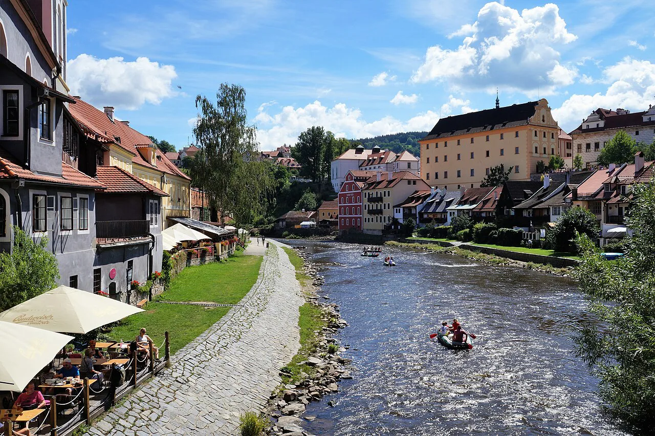 Rafters on the Vltava in Český Krumlov.