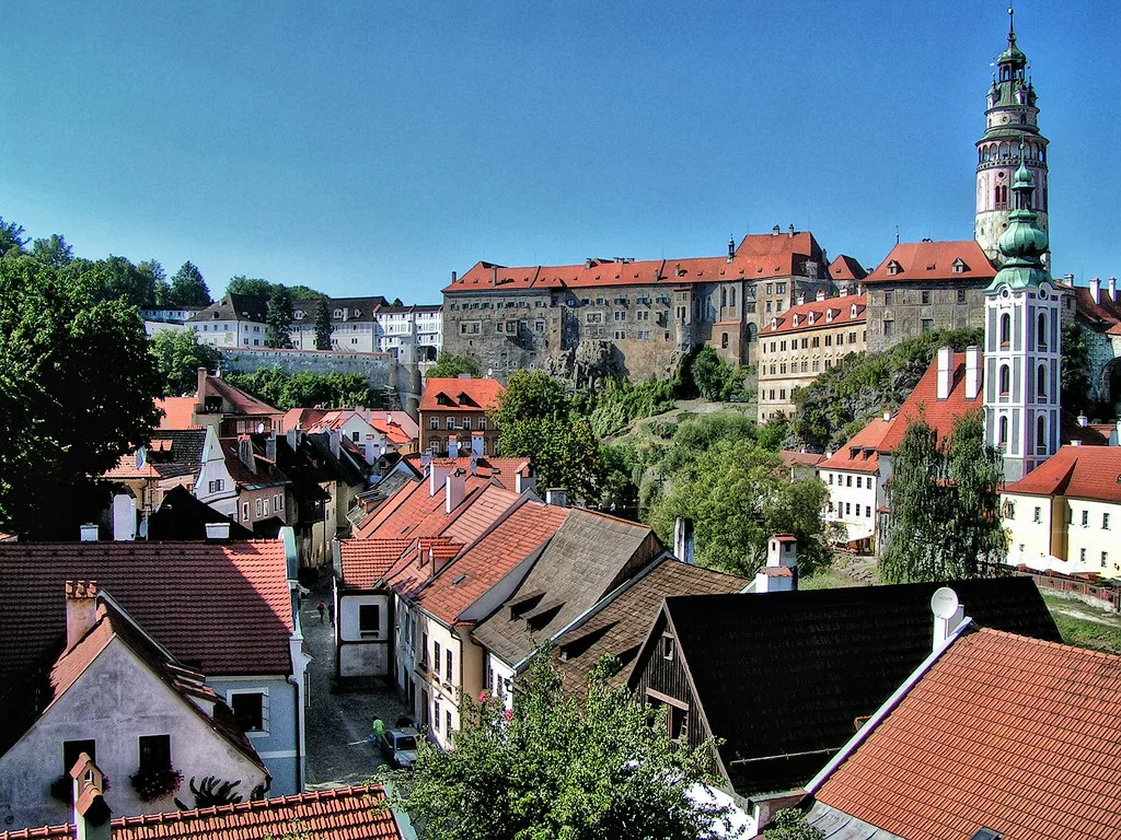 Český Krumlov rooftops with the castle tower