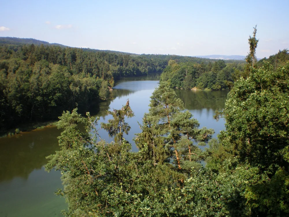 Skalka Reservoir near Cheb, seen from the Chebská stráž lookout tower
