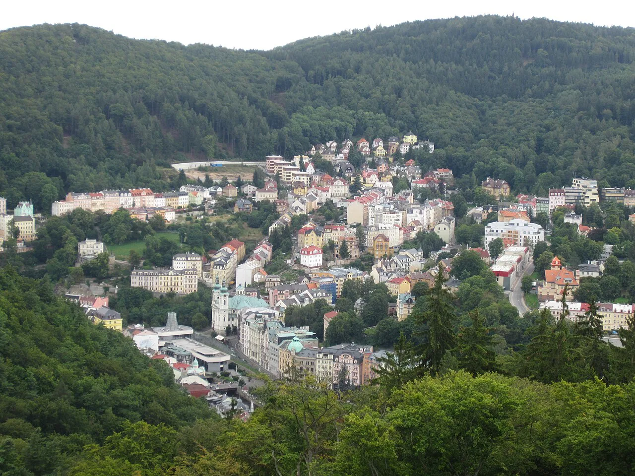Karlovy Vary seen from the Diana Observation Tower