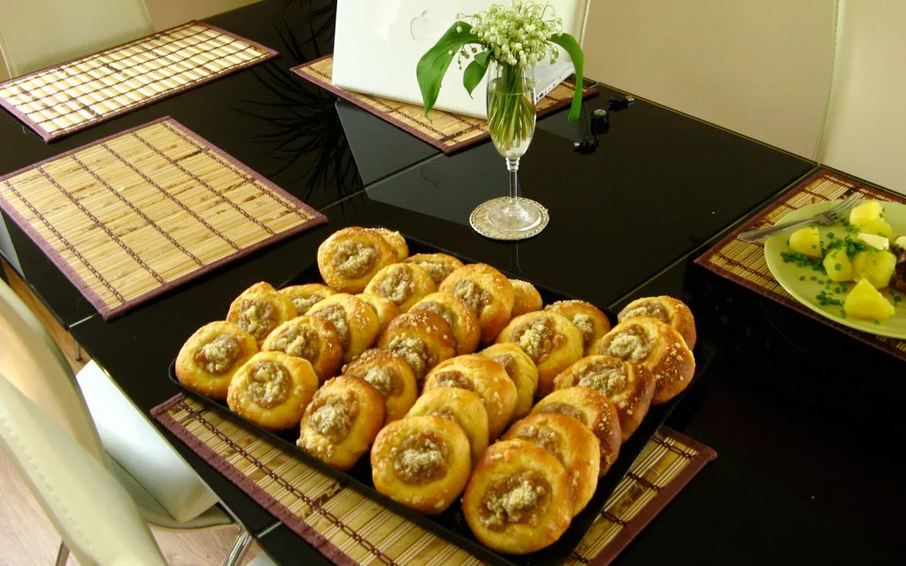 A tray of homemade Czech koláče