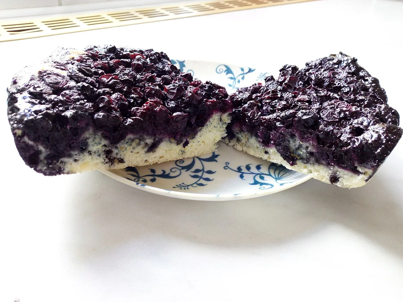 Slices of Czech blueberry koláč