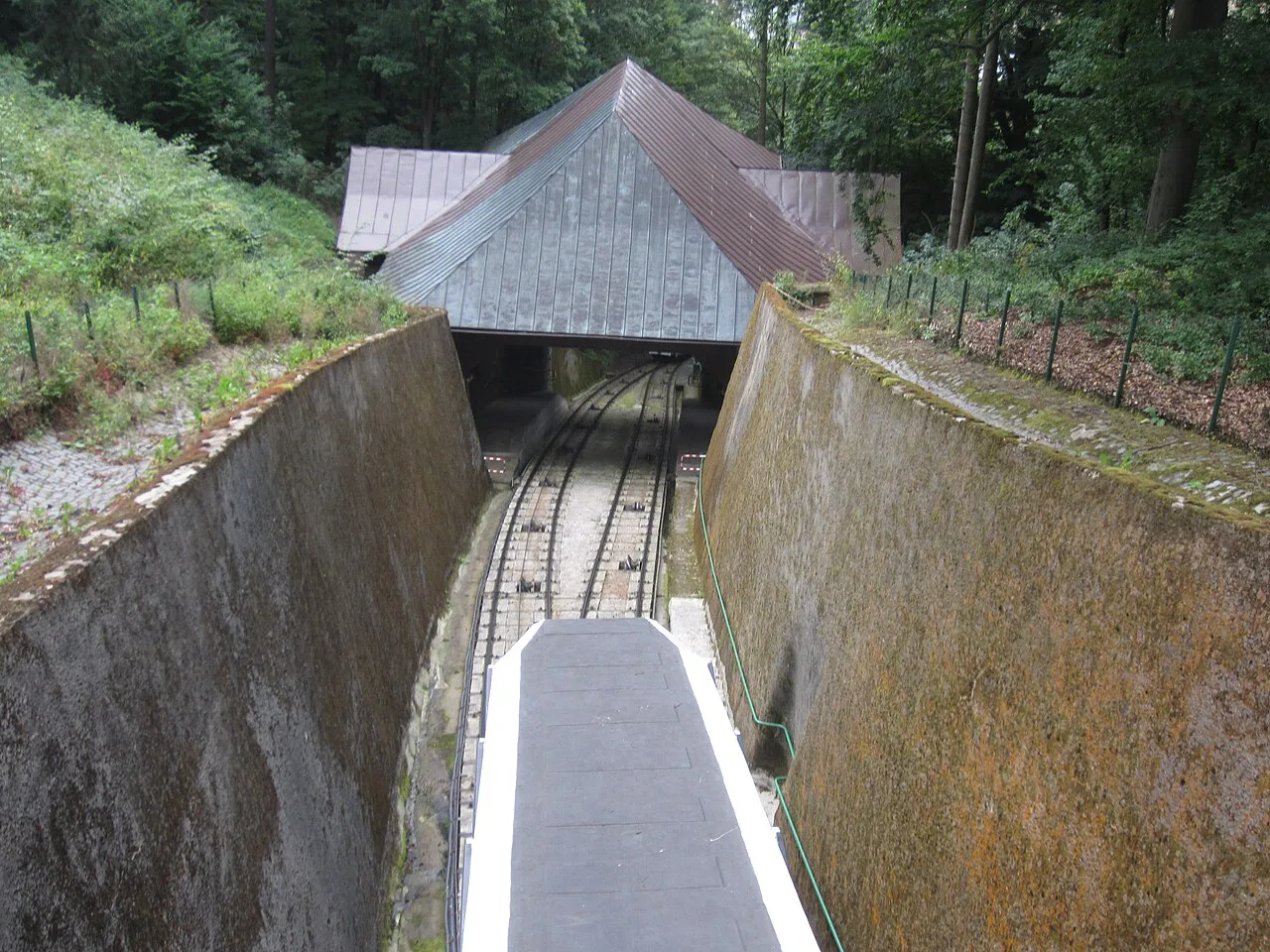 The funicular track below the Diana lookout in Karlovy Vary.