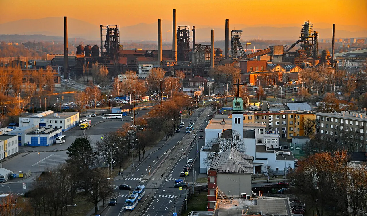The Dolní Vítkovice industrial complex seen from Tieto Towers, Ostrava.