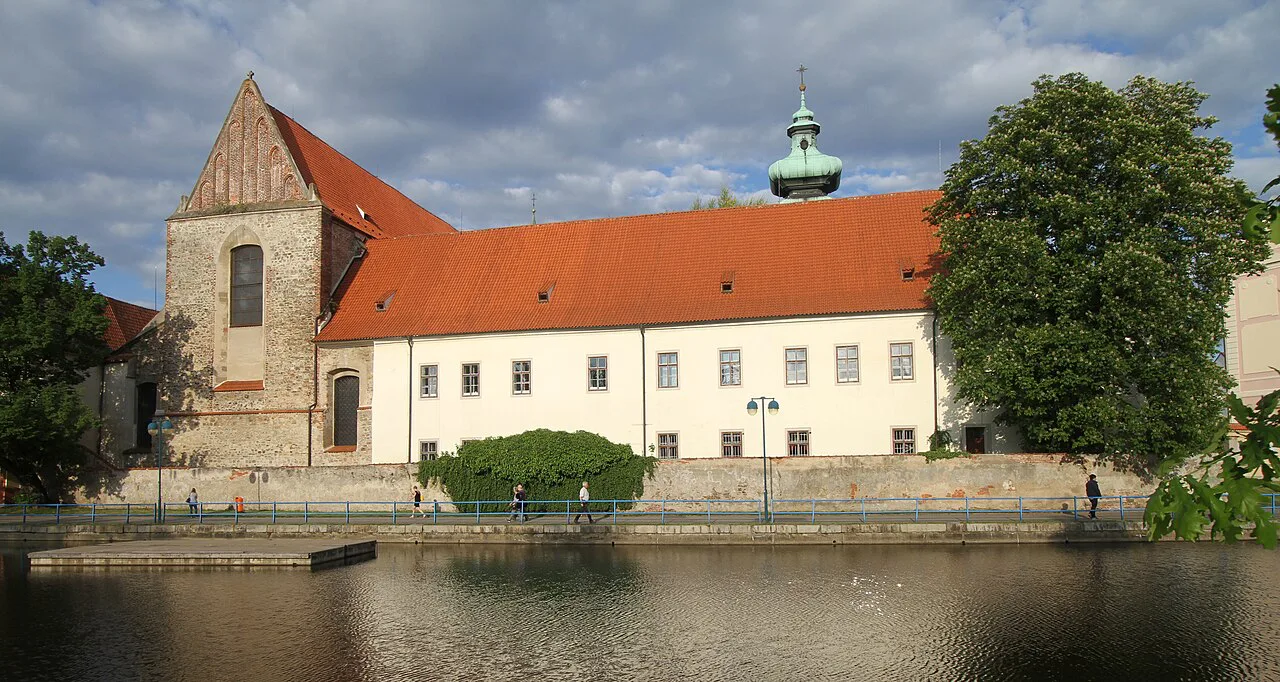 The Dominican Monastery and its church by the water in České Budějovice.