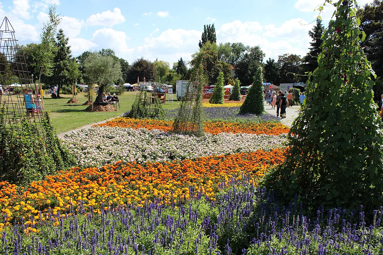 Flower beds at the Flora Olomouc exhibition grounds.