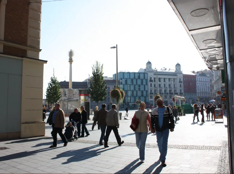 Česká street opening onto Freedom Square in Brno.