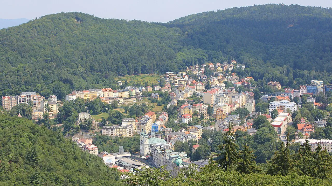 Karlovy Vary seen from the Diana Observation Tower.