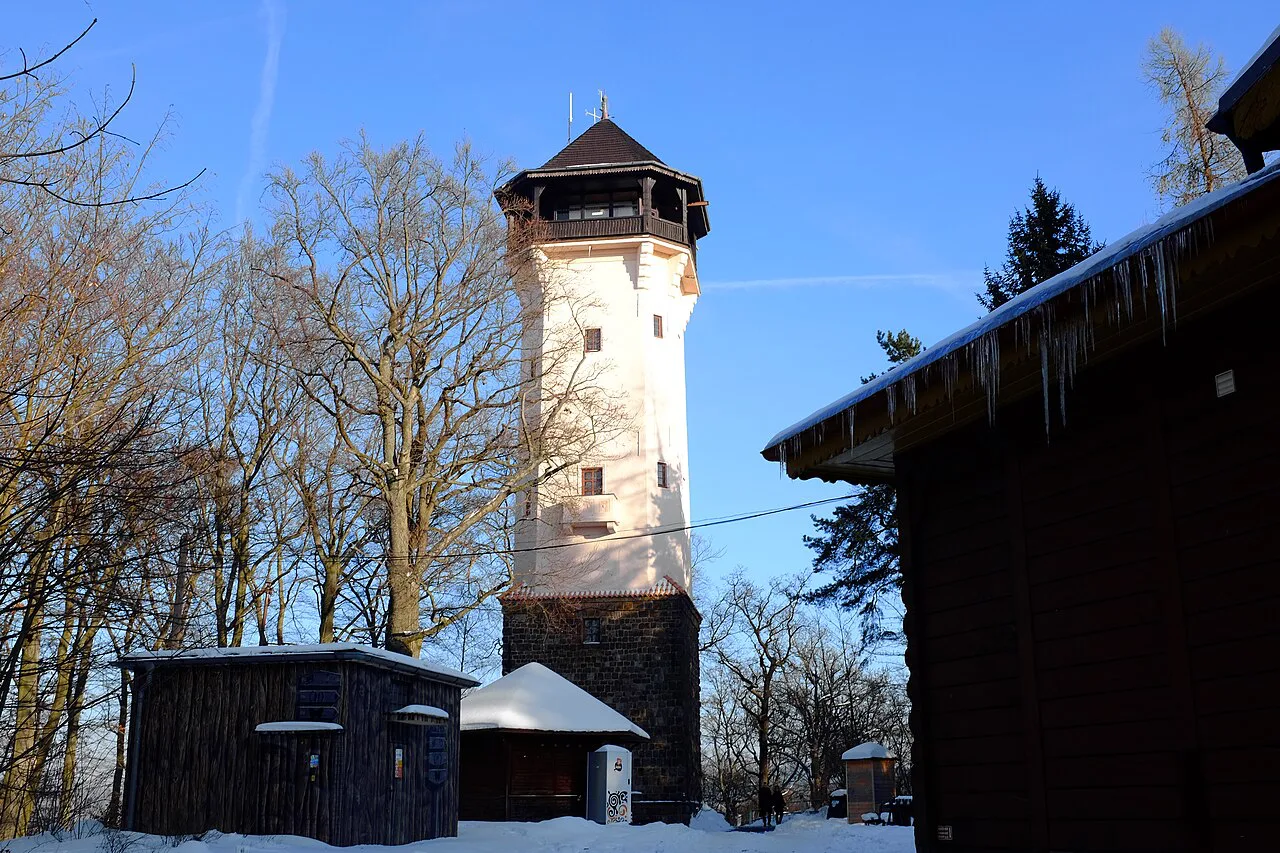 The Diana Observation Tower above Karlovy Vary.