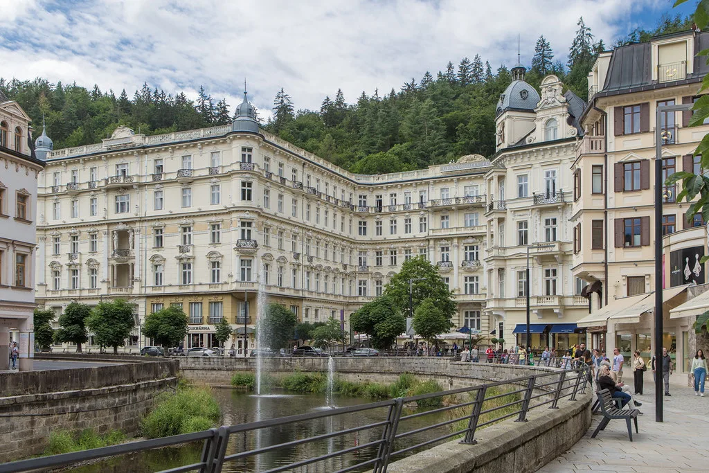 Venue view: Grandhotel Pupp in Karlovy Vary, exterior of the historic hotel.