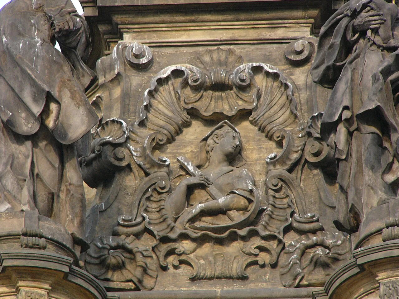 The relief of Trust on the Holy Trinity Column in Olomouc.