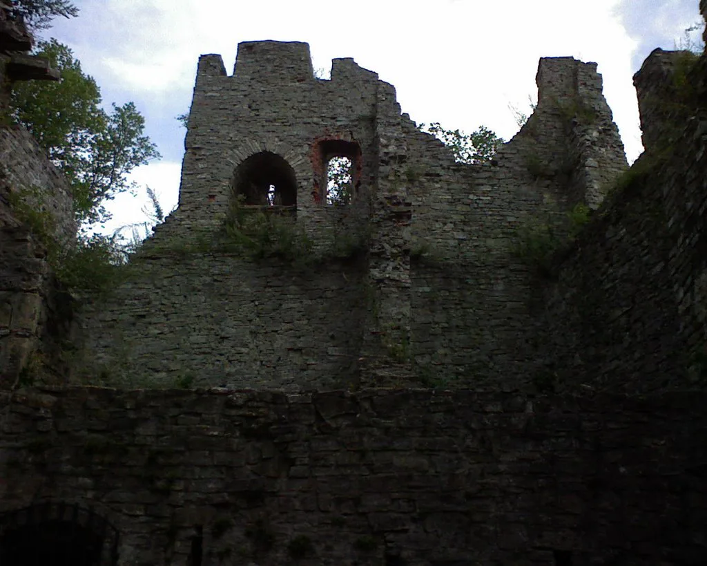 Ruined stone walls of Hukvaldy Castle