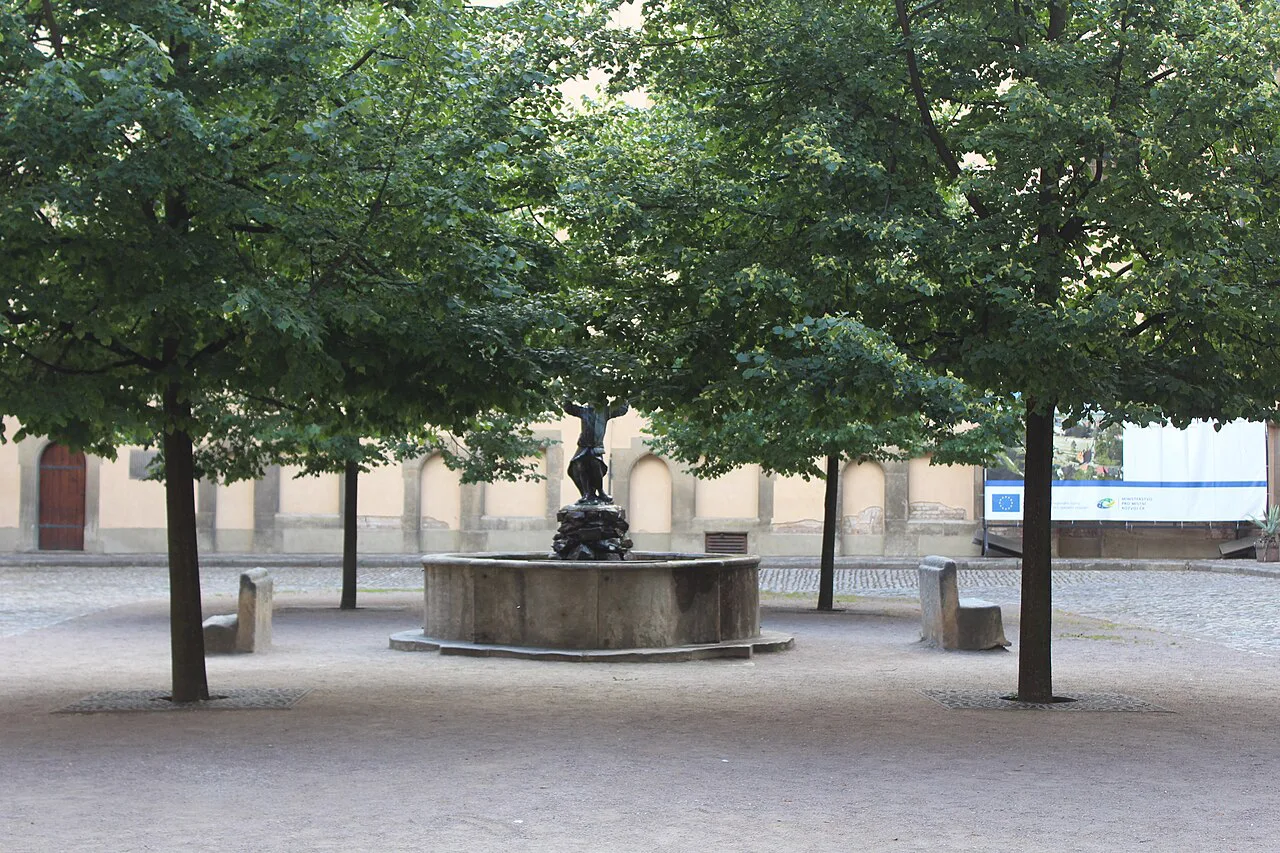 The courtyard and fountain of the Italian Court, Kutná Hora.