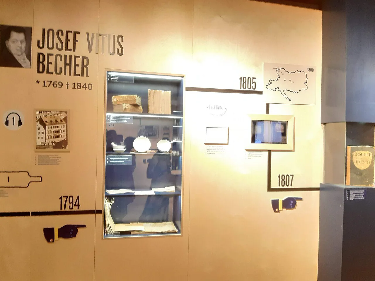 Josef Vitus Becher exhibit at the Becherovka museum in Karlovy Vary