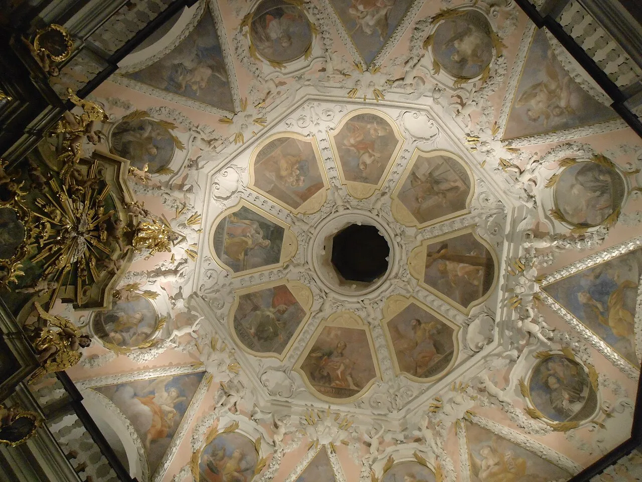 Baroque chapel ceiling at the Church of St. James in Jihlava
