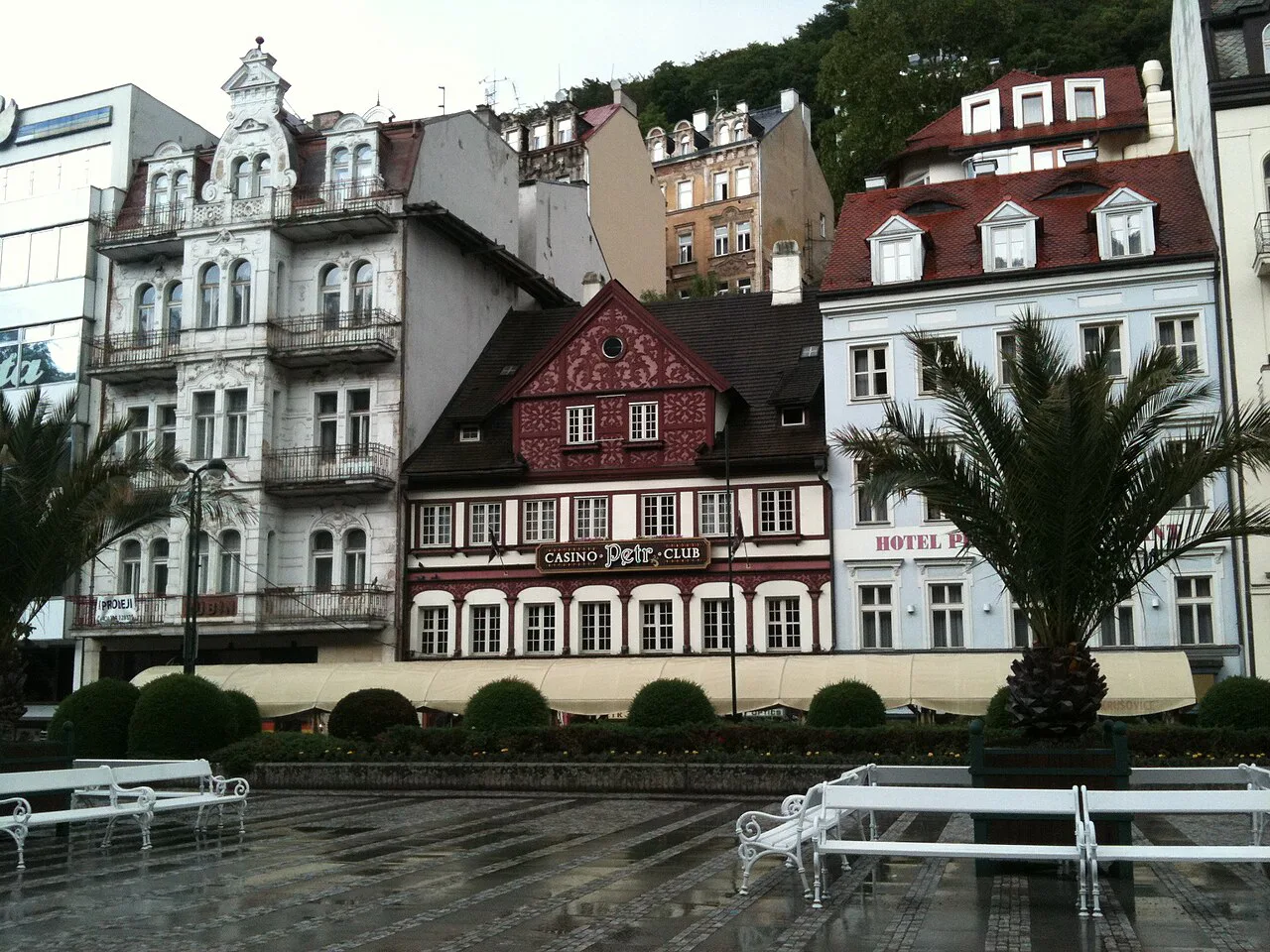 Ornate spa-town buildings in Karlovy Vary.