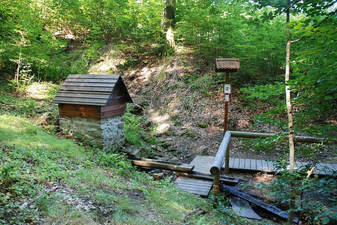 Stříbrná studánka, a natural spring in the Karlovy Vary spa forest.