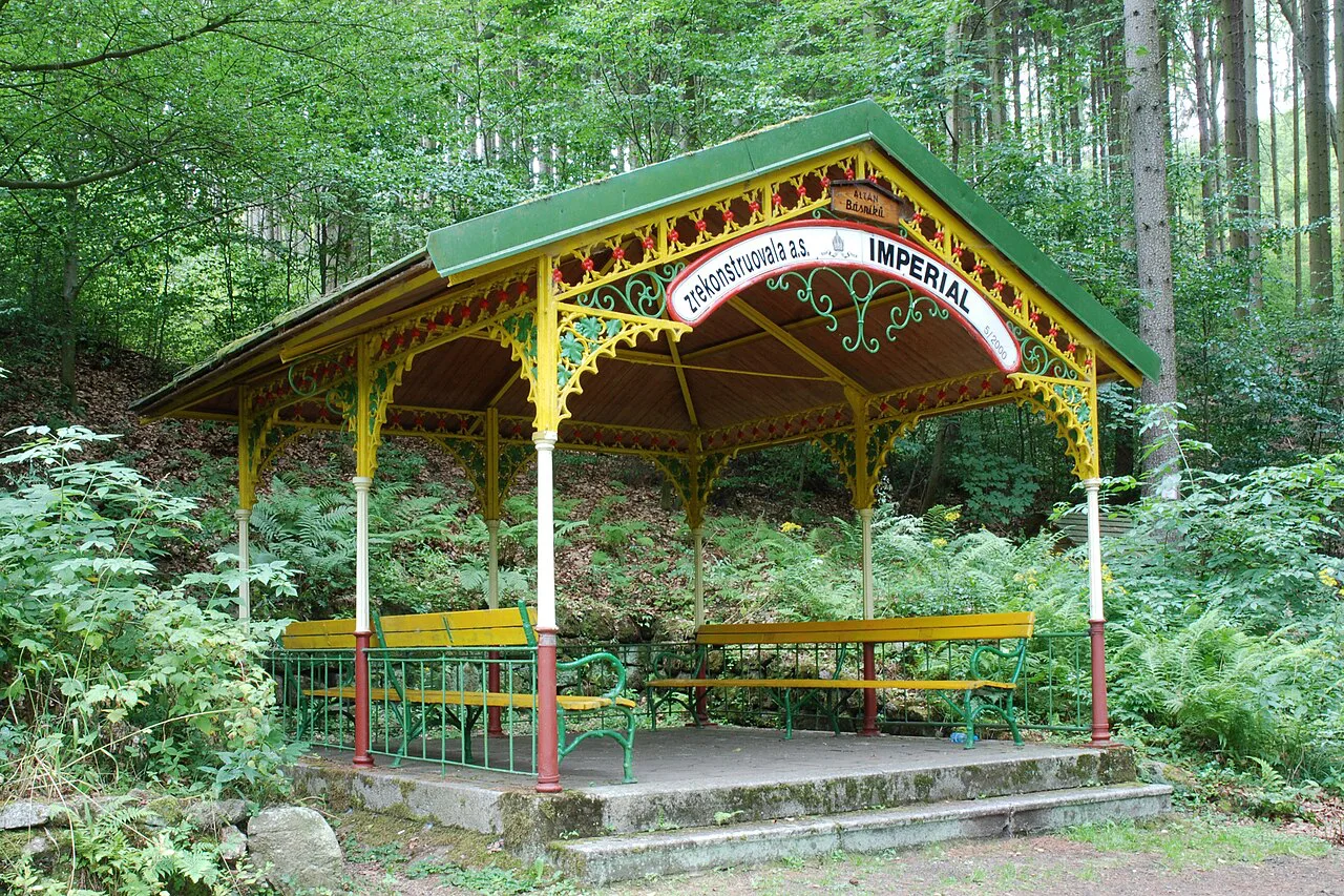The Gazebo of Poets (Altán Básníků) in the Karlovy Vary spa forest.