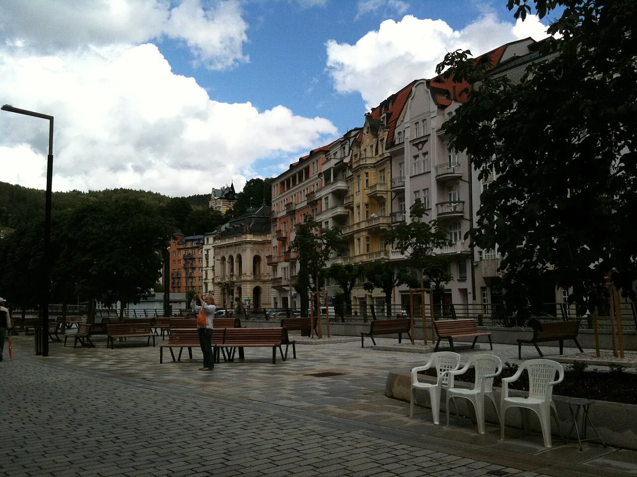 A street of period buildings in Karlovy Vary.