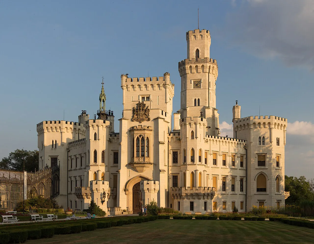 Hluboká Castle in evening light.