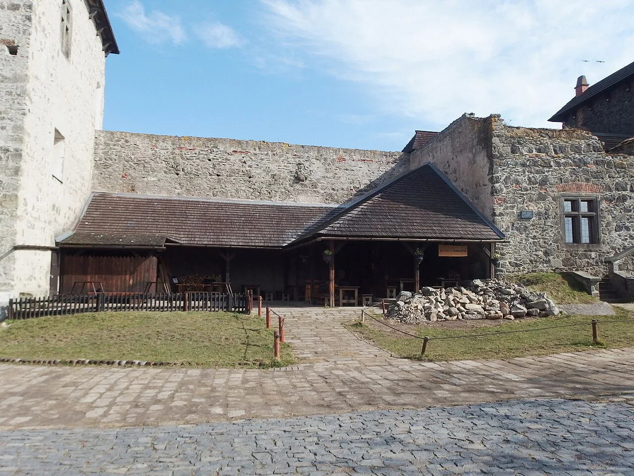 The old tavern building inside Kunětická hora Castle.