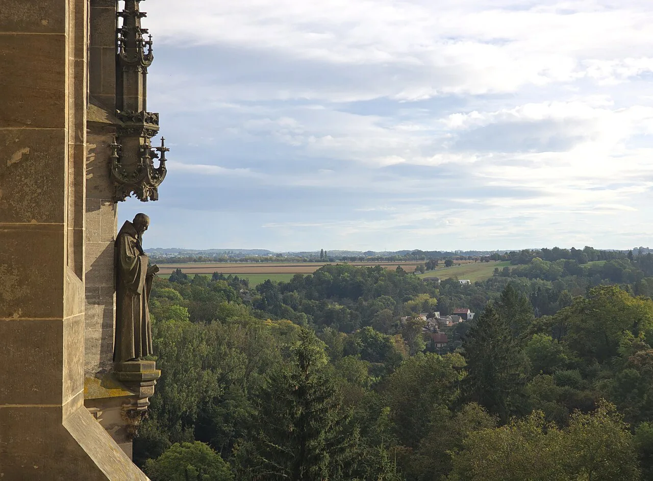 View over the countryside from beside St. Barbara's Cathedral in Kutná Hora.