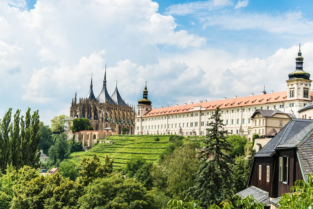 St. Barbara's Church and the Jesuit College above the vineyards of Kutná Hora