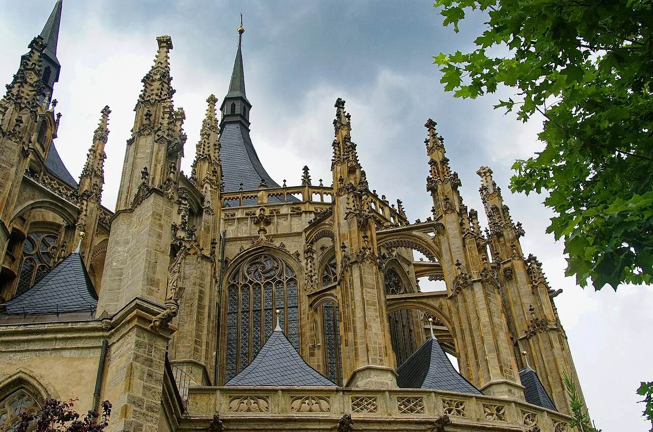 Flying buttresses and chapels of St. Barbara's Church, Kutná Hora.