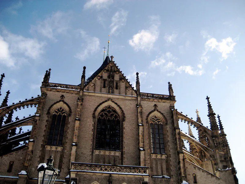 Gothic exterior of St. Barbara's Church in Kutná Hora