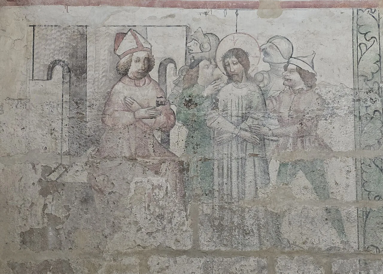 Medieval wall painting inside St. Barbara's Cathedral, Kutná Hora.