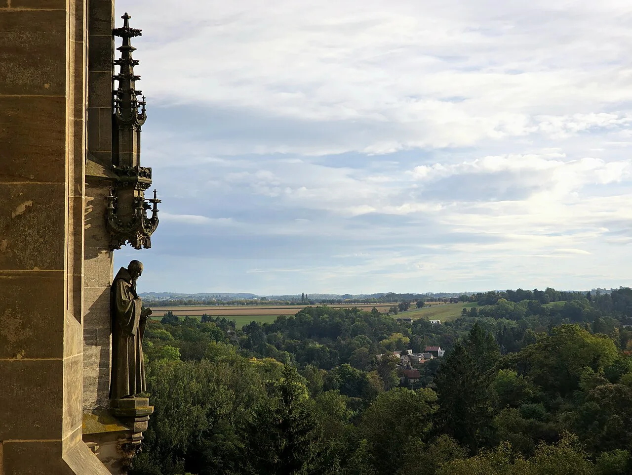 View over the countryside from St. Barbara's Cathedral in Kutná Hora.