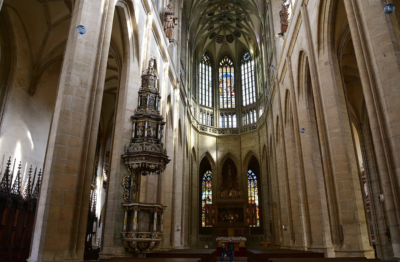 The Gothic interior of St. Barbara's Church, Kutná Hora.
