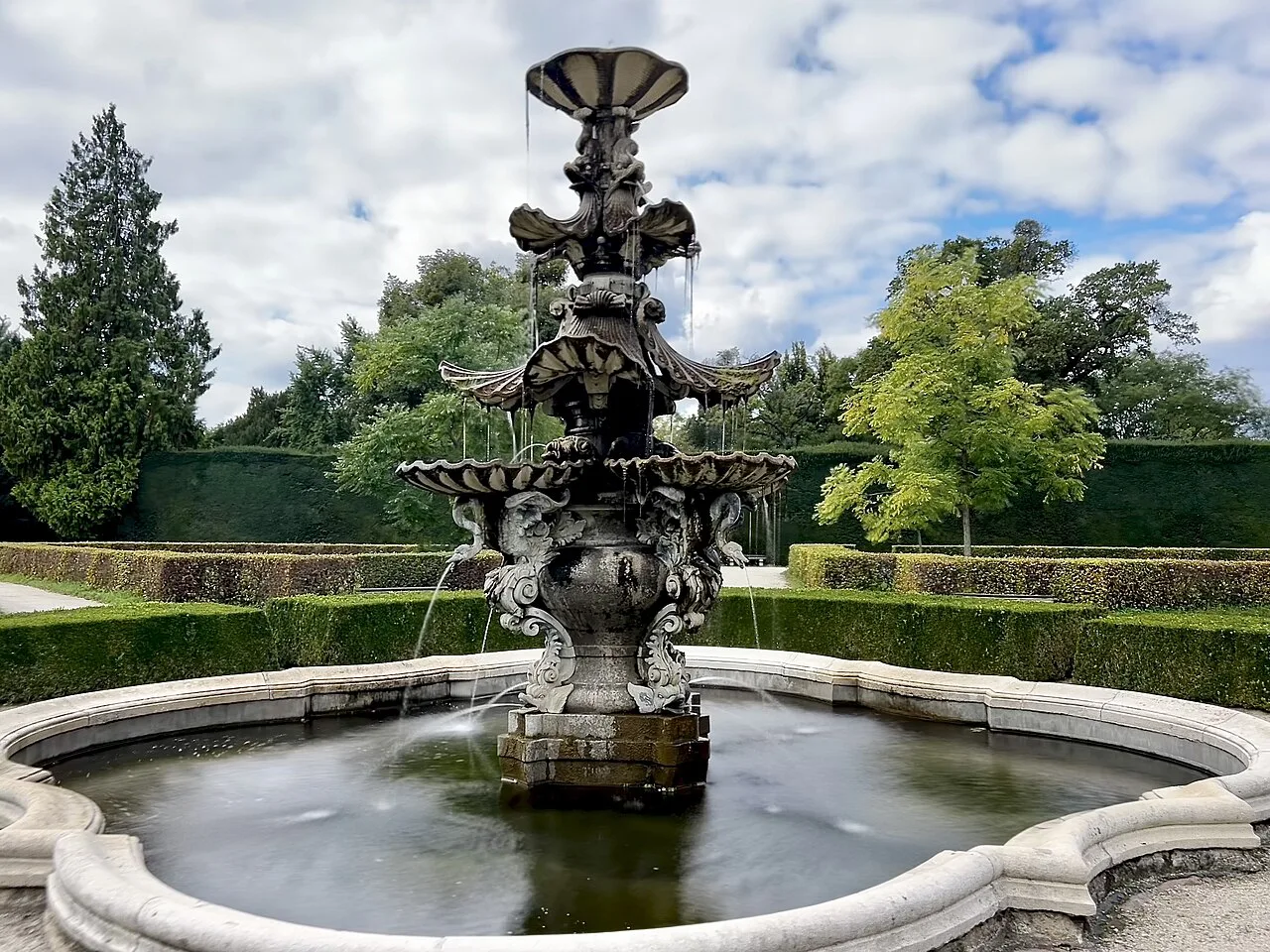The Venetian Fountain in the gardens of Lednice Castle.