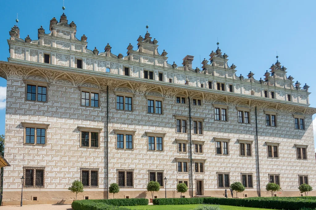 The Renaissance arcaded facade and gables of Litomyšl Castle