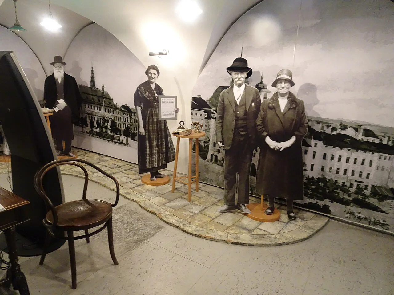 Exhibition figures inside the Gustav Mahler House, Jihlava.