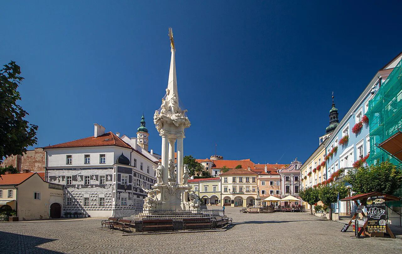 The plague column on the main square in Mikulov.