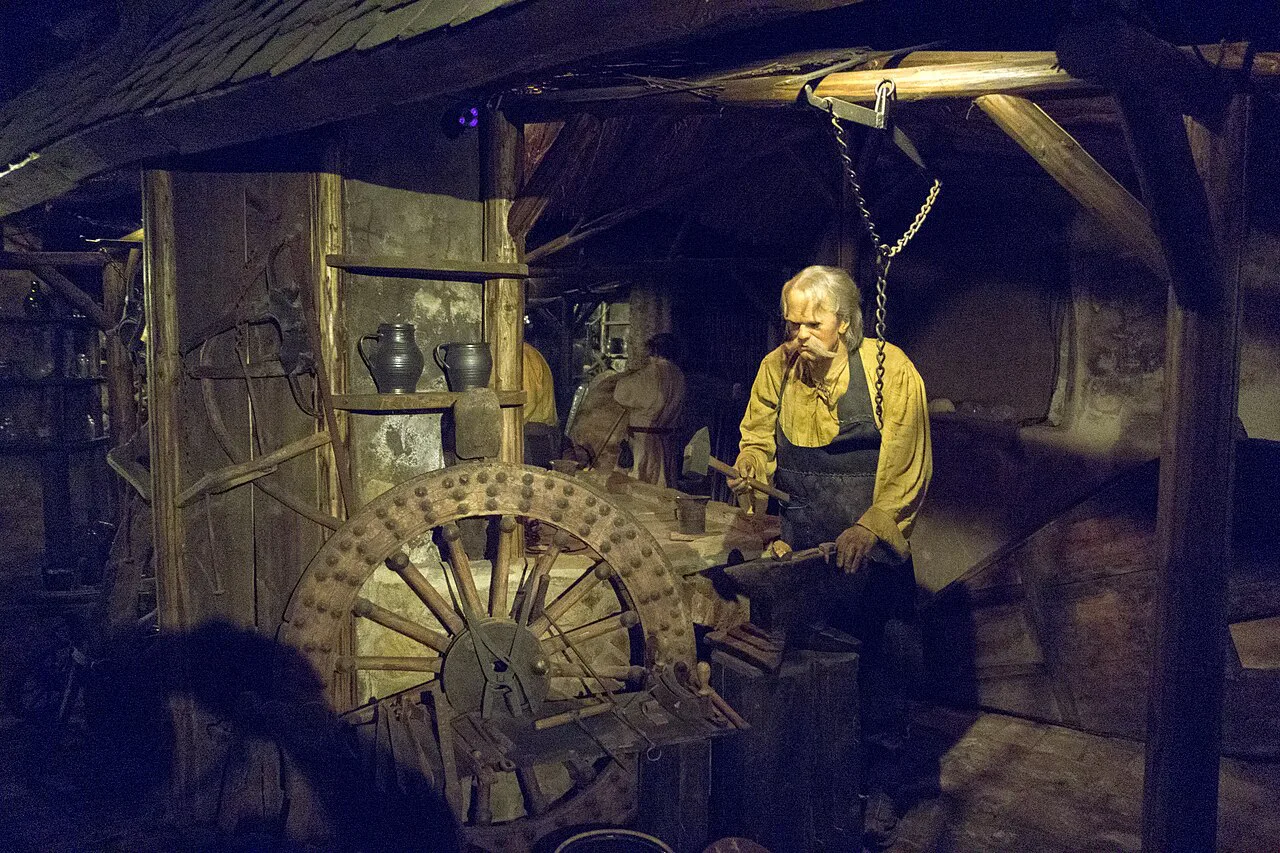 A wax figure scene in the Wax Museum, Český Krumlov.