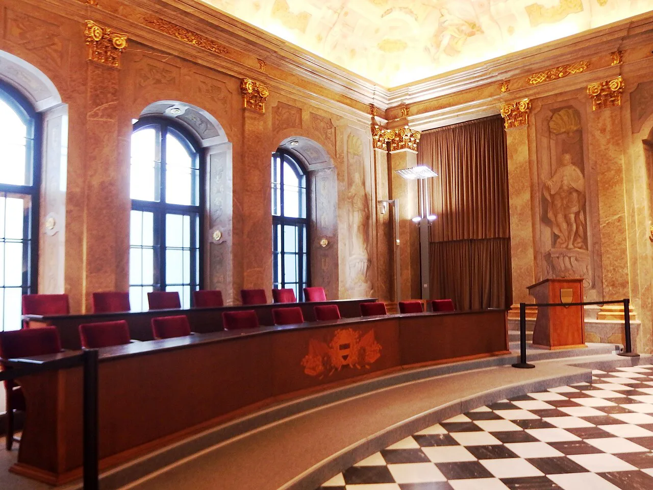 The council chamber inside the New Town Hall, Brno.