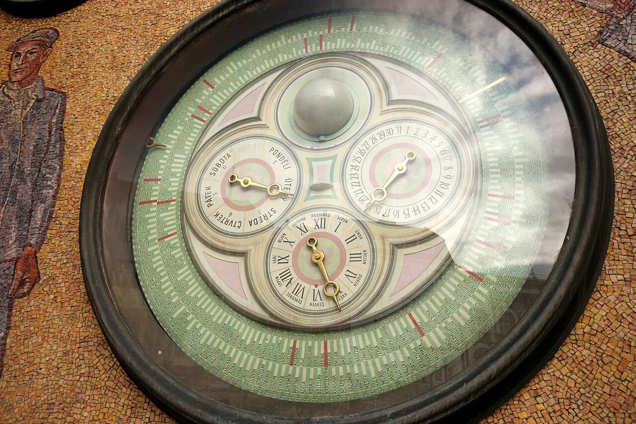 Dial detail of the Olomouc Astronomical Clock.