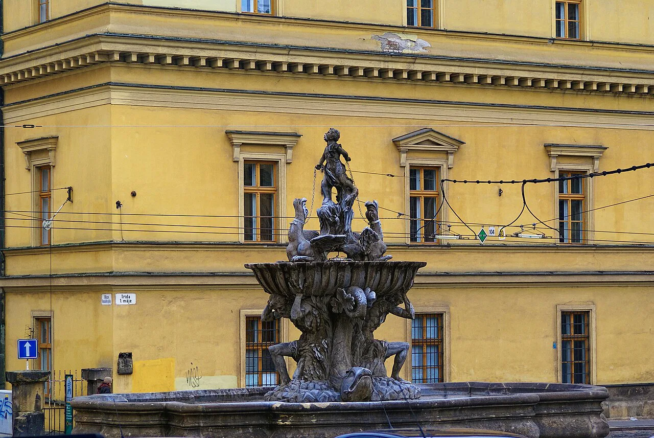 The Triton Fountain on náměstí Republiky, Olomouc.