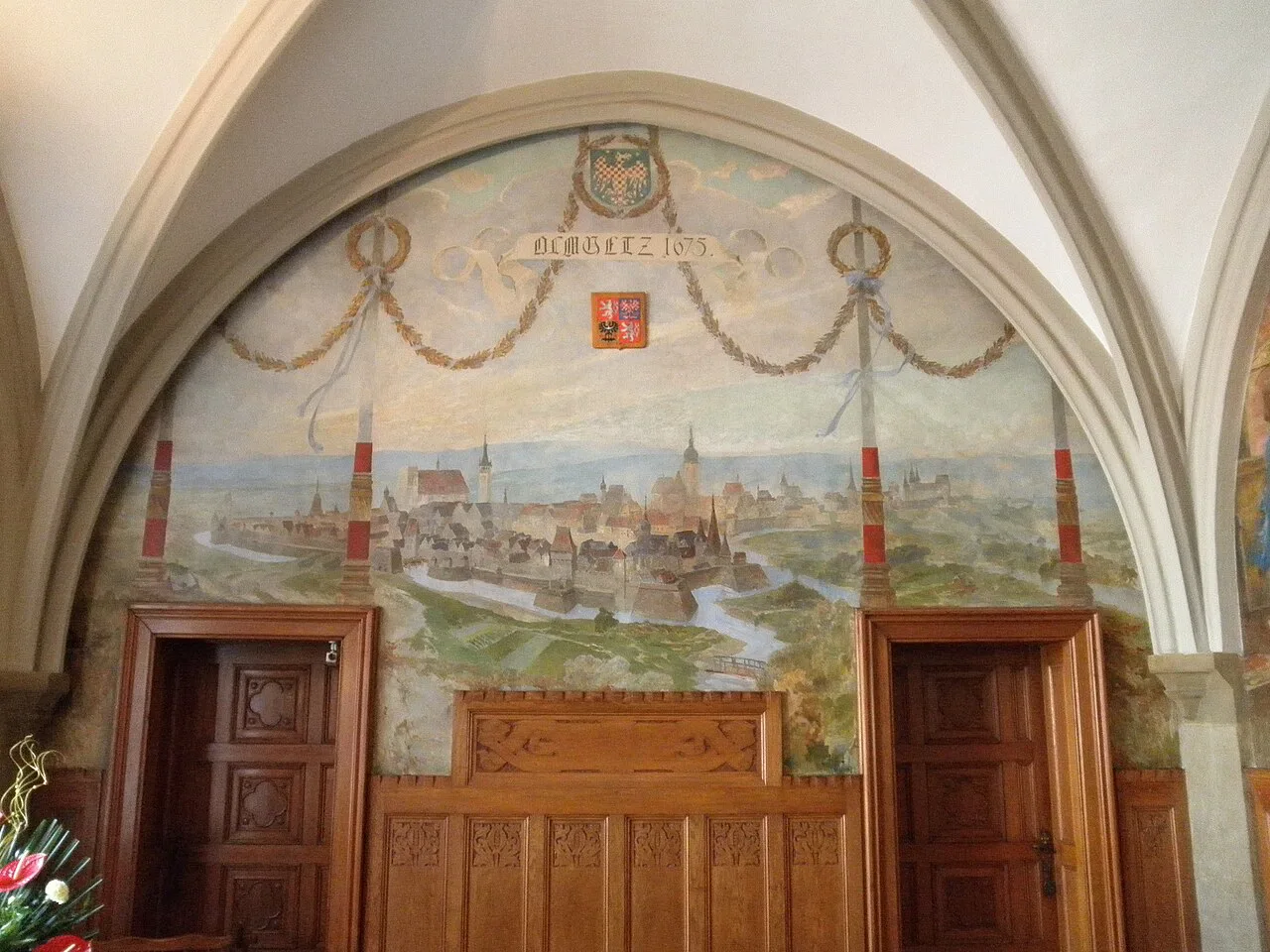 A painted mural in the ceremonial hall of Olomouc Town Hall.
