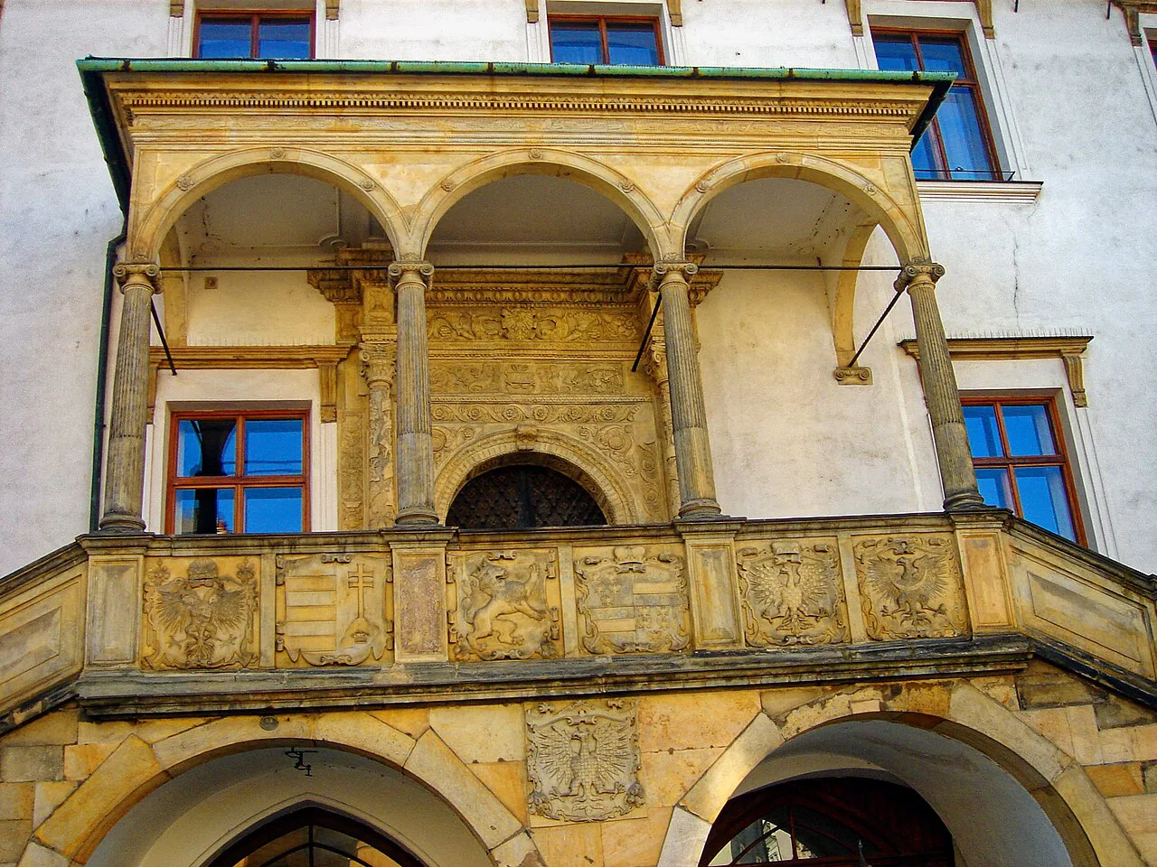 The Renaissance balcony of Olomouc Town Hall.