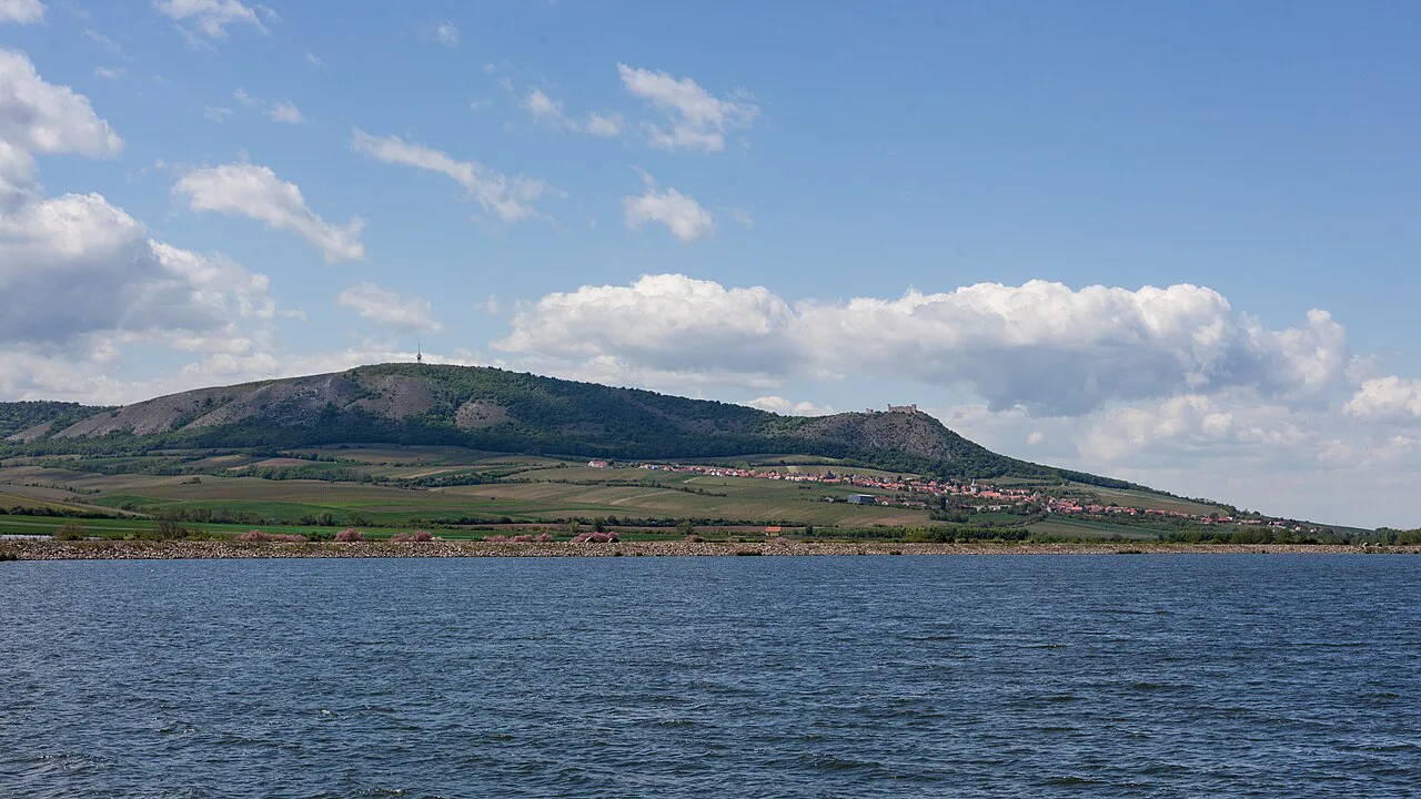 The Pálava hills seen across the Nové Mlýny Reservoir.