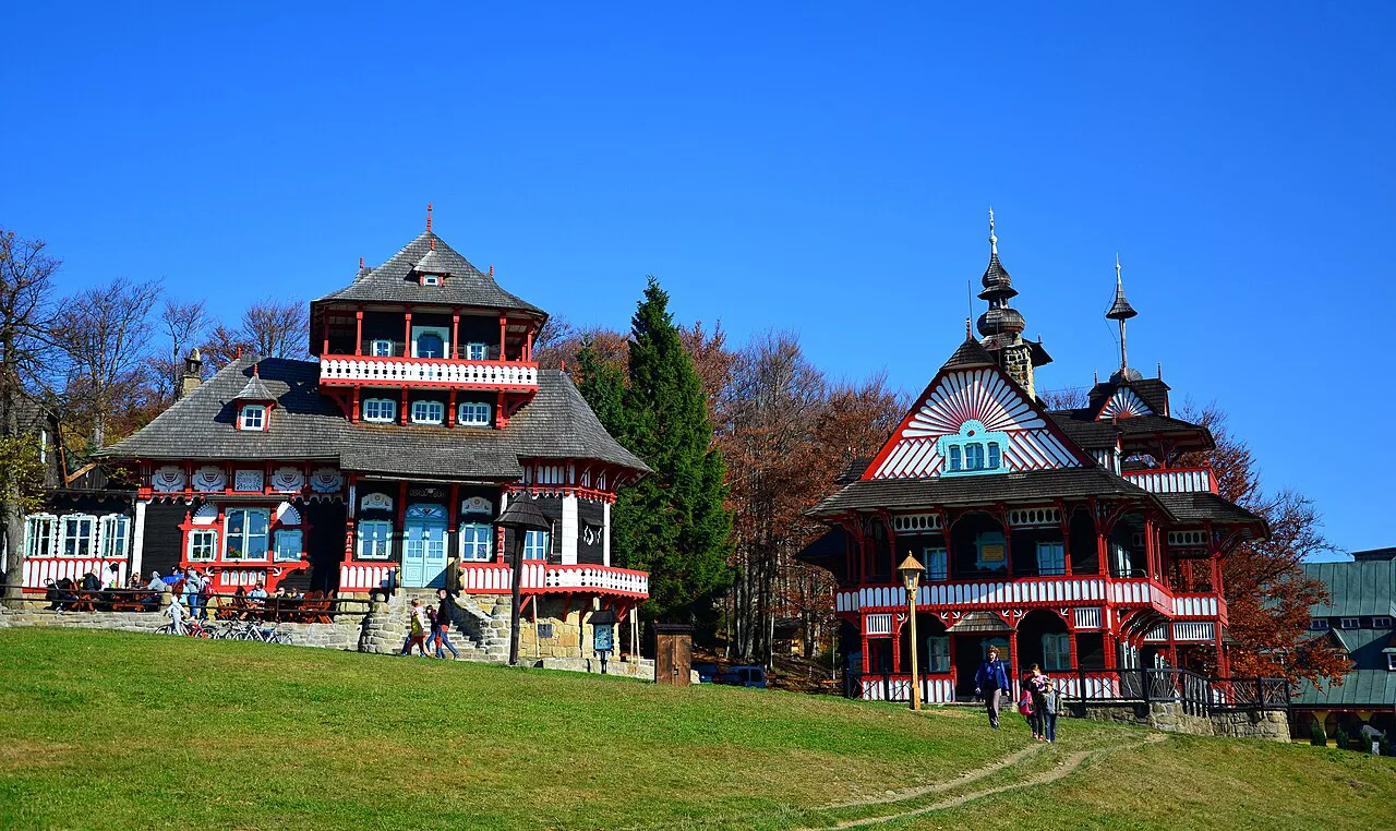 The Libušín and Maměnka buildings at Pustevny.